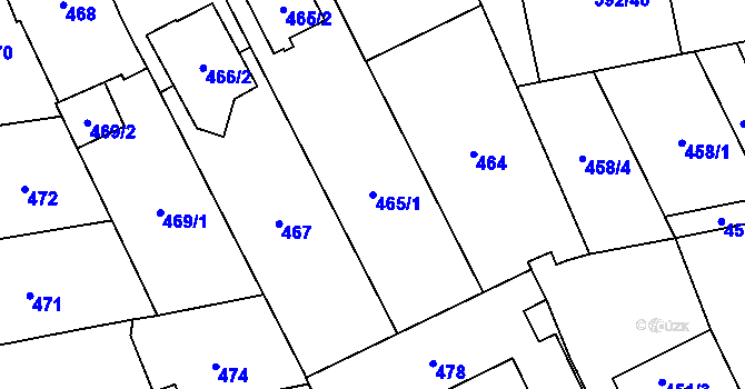 Parcela st. 465/1 v KÚ Oblekovice, Katastrální mapa