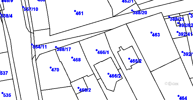 Parcela st. 466/1 v KÚ Oblekovice, Katastrální mapa
