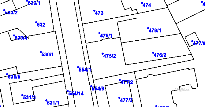 Parcela st. 475/2 v KÚ Oblekovice, Katastrální mapa