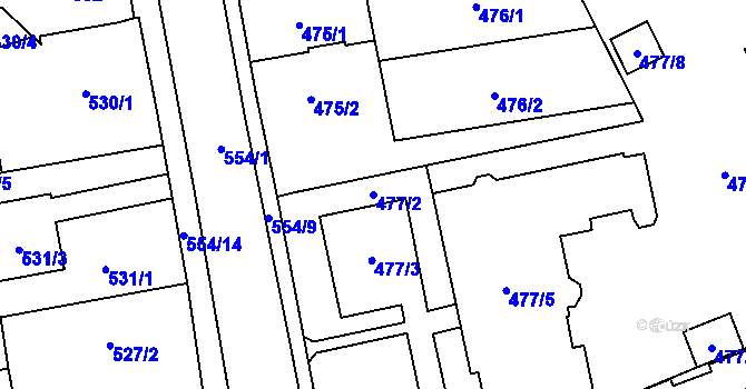 Parcela st. 477/2 v KÚ Oblekovice, Katastrální mapa