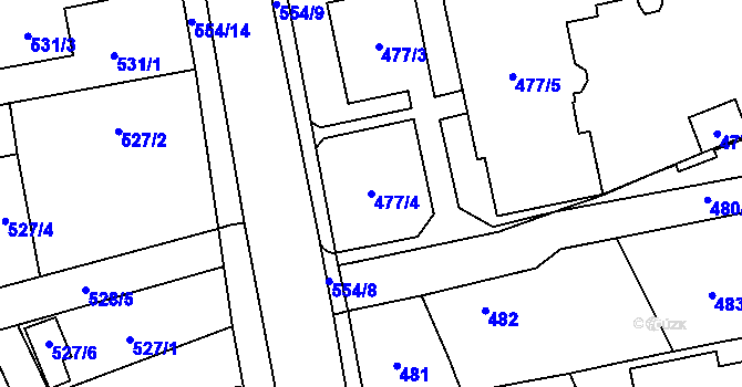 Parcela st. 477/4 v KÚ Oblekovice, Katastrální mapa