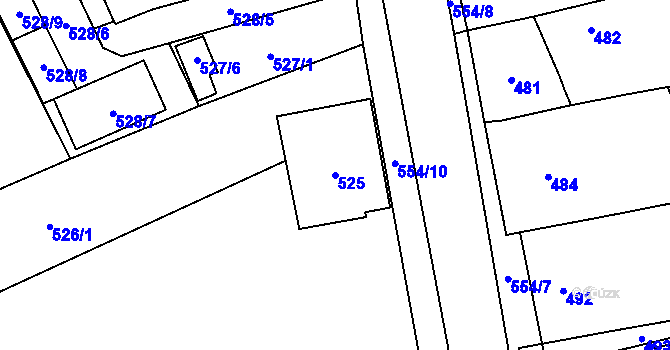 Parcela st. 525 v KÚ Oblekovice, Katastrální mapa