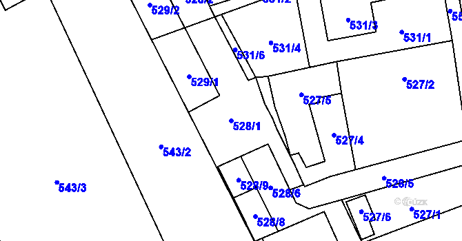 Parcela st. 528/1 v KÚ Oblekovice, Katastrální mapa