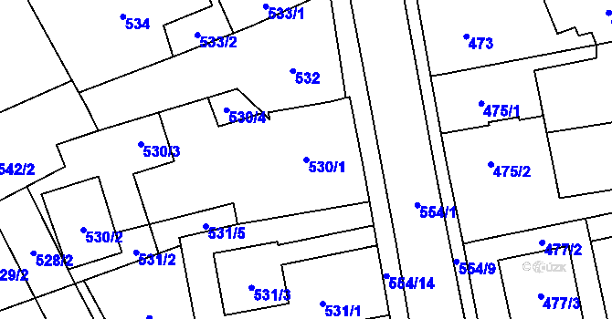 Parcela st. 530/1 v KÚ Oblekovice, Katastrální mapa