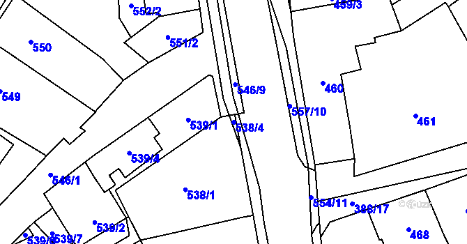 Parcela st. 538/4 v KÚ Oblekovice, Katastrální mapa
