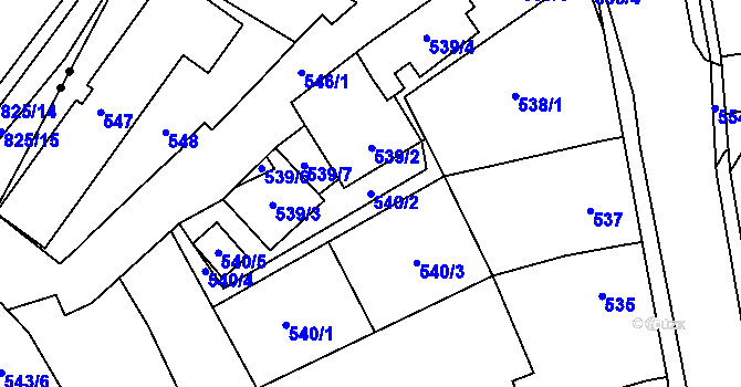Parcela st. 540/2 v KÚ Oblekovice, Katastrální mapa