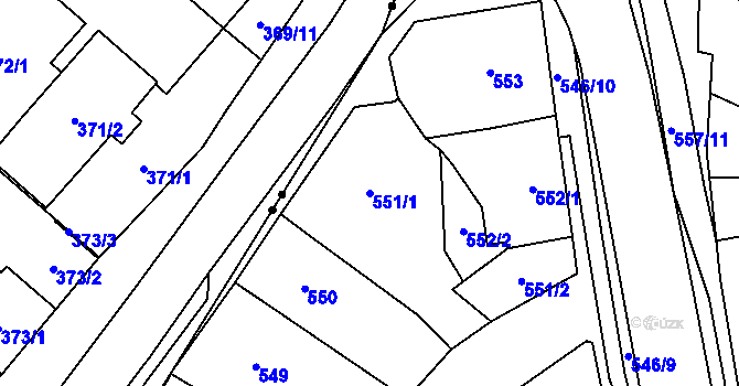 Parcela st. 551/1 v KÚ Oblekovice, Katastrální mapa
