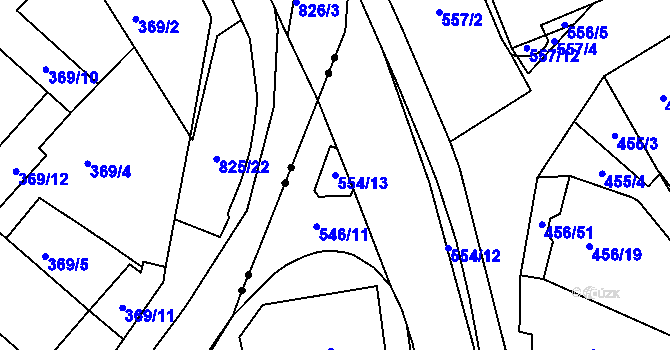 Parcela st. 554/13 v KÚ Oblekovice, Katastrální mapa