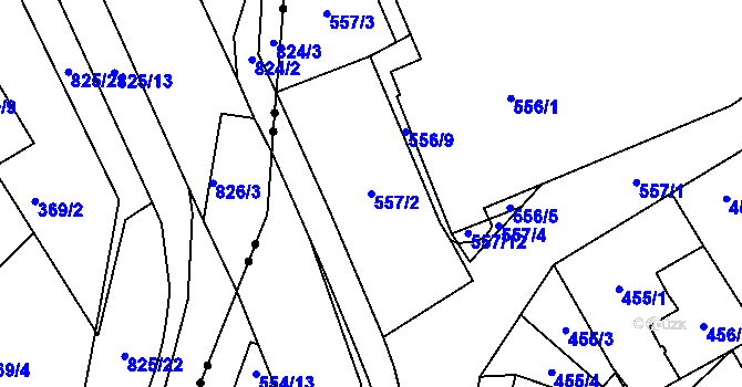 Parcela st. 557/2 v KÚ Oblekovice, Katastrální mapa