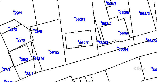 Parcela st. 562/7 v KÚ Oblekovice, Katastrální mapa