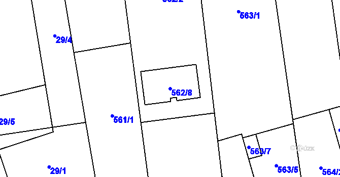 Parcela st. 562/8 v KÚ Oblekovice, Katastrální mapa