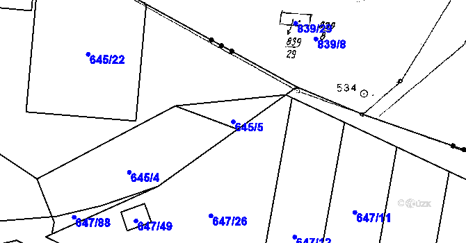 Parcela st. 645/5 v KÚ Oblekovice, Katastrální mapa