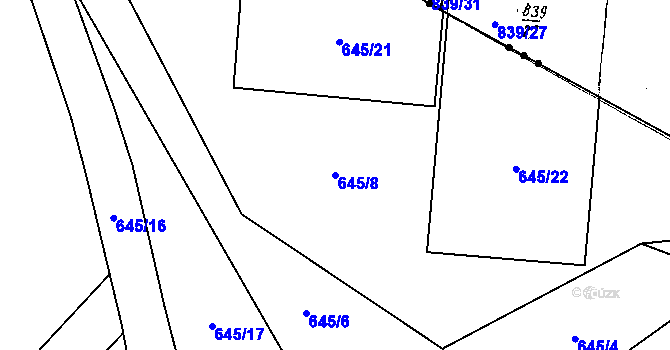 Parcela st. 645/8 v KÚ Oblekovice, Katastrální mapa