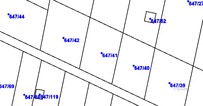 Parcela st. 647/41 v KÚ Oblekovice, Katastrální mapa