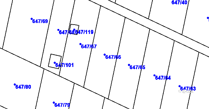 Parcela st. 647/66 v KÚ Oblekovice, Katastrální mapa