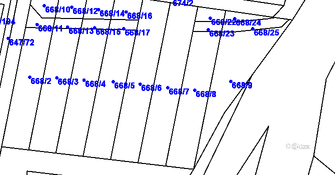 Parcela st. 668/7 v KÚ Oblekovice, Katastrální mapa