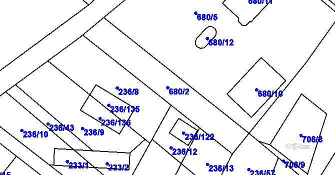 Parcela st. 680/2 v KÚ Oblekovice, Katastrální mapa