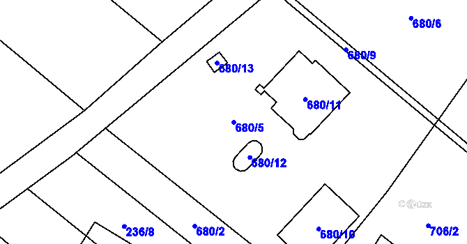 Parcela st. 680/5 v KÚ Oblekovice, Katastrální mapa