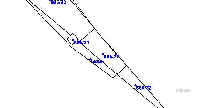 Parcela st. 685/27 v KÚ Oblekovice, Katastrální mapa