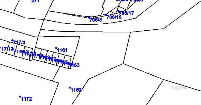 Parcela st. 717/1 v KÚ Oblekovice, Katastrální mapa