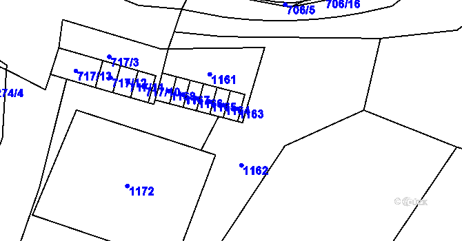 Parcela st. 717/4 v KÚ Oblekovice, Katastrální mapa