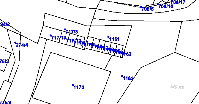 Parcela st. 717/7 v KÚ Oblekovice, Katastrální mapa