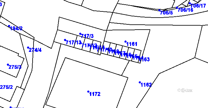 Parcela st. 717/9 v KÚ Oblekovice, Katastrální mapa