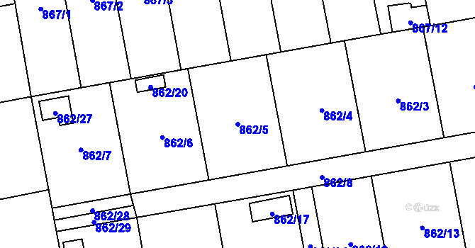 Parcela st. 862/5 v KÚ Oblekovice, Katastrální mapa
