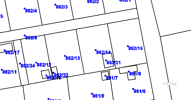 Parcela st. 862/14 v KÚ Oblekovice, Katastrální mapa