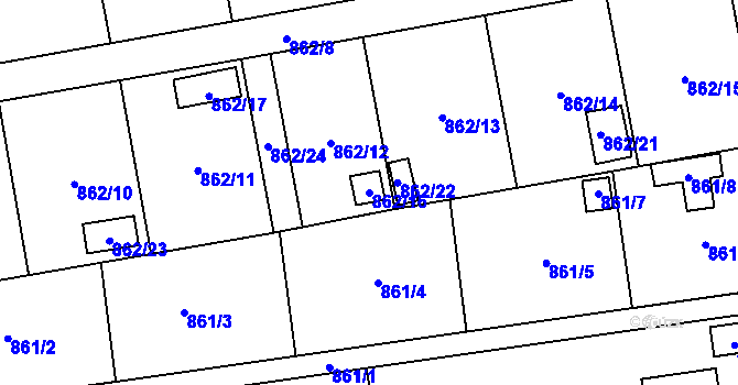 Parcela st. 862/16 v KÚ Oblekovice, Katastrální mapa