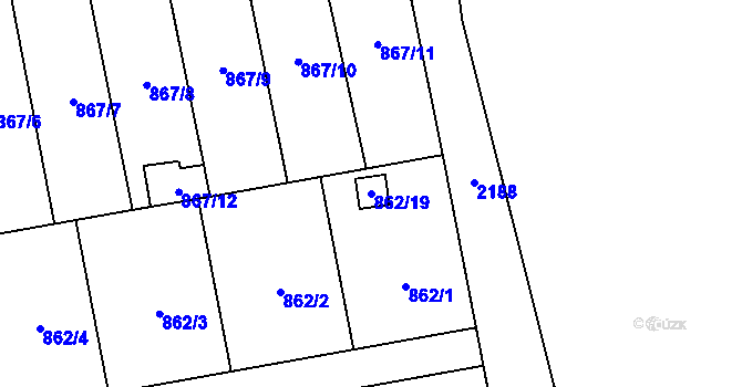 Parcela st. 862/19 v KÚ Oblekovice, Katastrální mapa