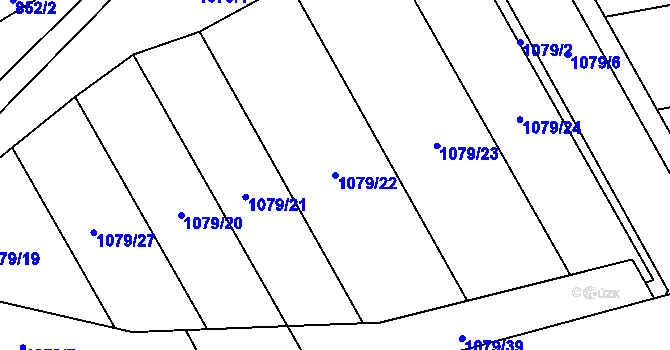 Parcela st. 1079/22 v KÚ Oblekovice, Katastrální mapa
