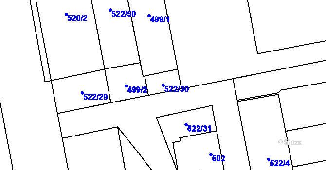 Parcela st. 522/30 v KÚ Oblekovice, Katastrální mapa