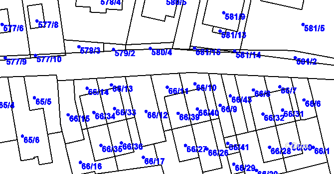Parcela st. 66/11 v KÚ Oblekovice, Katastrální mapa