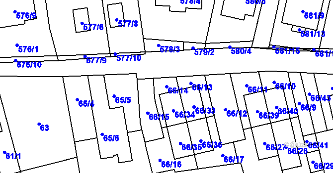 Parcela st. 66/14 v KÚ Oblekovice, Katastrální mapa