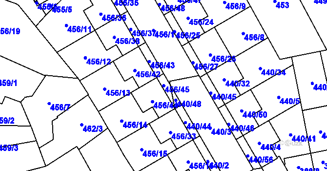 Parcela st. 456/45 v KÚ Oblekovice, Katastrální mapa
