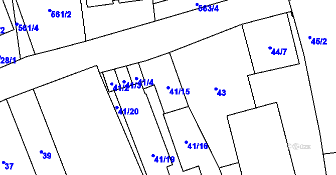 Parcela st. 41/15 v KÚ Oblekovice, Katastrální mapa