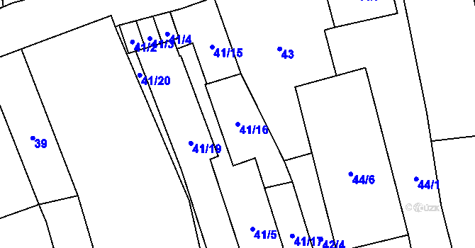 Parcela st. 41/16 v KÚ Oblekovice, Katastrální mapa