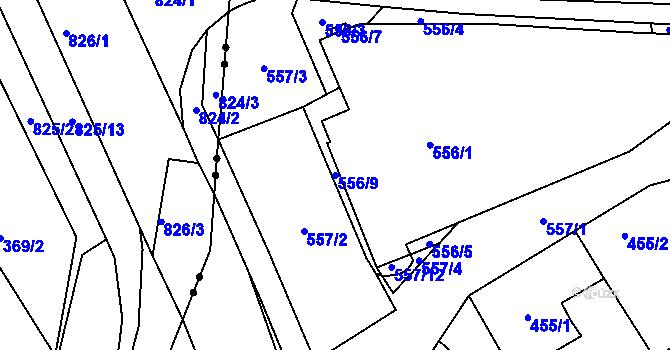 Parcela st. 556/9 v KÚ Oblekovice, Katastrální mapa