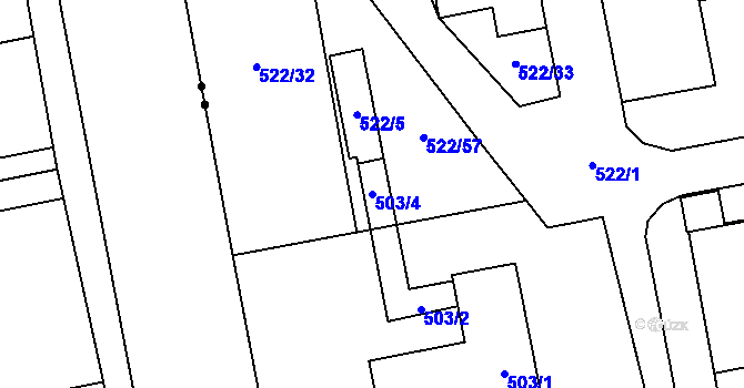 Parcela st. 503/4 v KÚ Oblekovice, Katastrální mapa