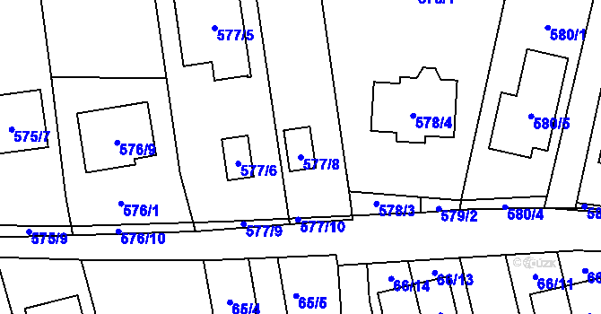 Parcela st. 577/8 v KÚ Oblekovice, Katastrální mapa