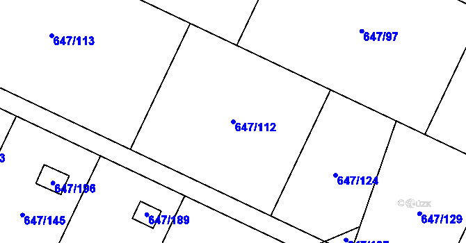 Parcela st. 647/112 v KÚ Oblekovice, Katastrální mapa