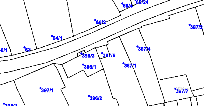 Parcela st. 387/6 v KÚ Oblekovice, Katastrální mapa