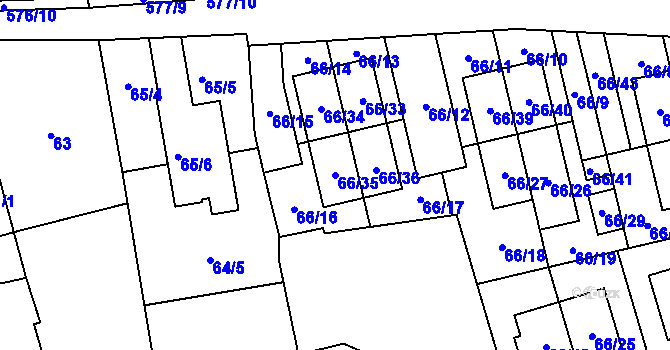 Parcela st. 66/35 v KÚ Oblekovice, Katastrální mapa