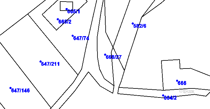 Parcela st. 668/27 v KÚ Oblekovice, Katastrální mapa