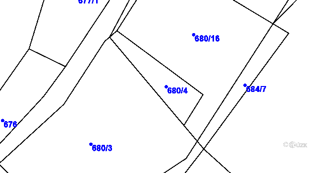 Parcela st. 680/4 v KÚ Oblekovice, Katastrální mapa