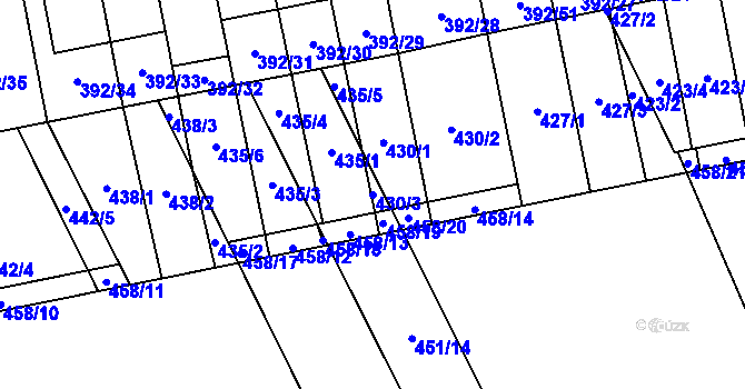 Parcela st. 430/3 v KÚ Oblekovice, Katastrální mapa
