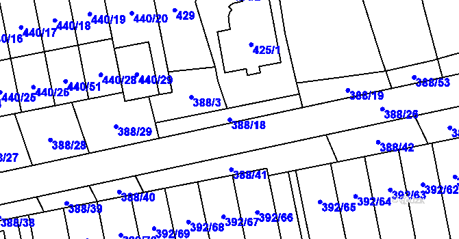 Parcela st. 388/18 v KÚ Oblekovice, Katastrální mapa