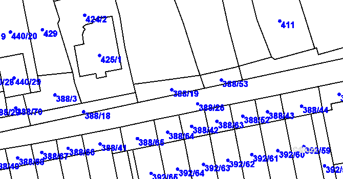 Parcela st. 388/19 v KÚ Oblekovice, Katastrální mapa