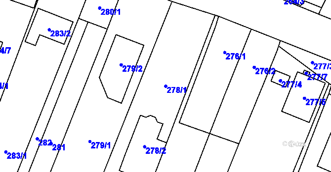 Parcela st. 278/1 v KÚ Oblekovice, Katastrální mapa